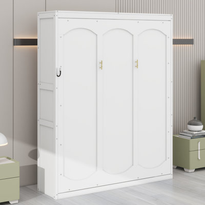 Lit escamotable peu encombrant avec tablettes de rangement