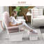 Chaise berçante de chambre de bébé avec repose-pieds, coussin rembourré épais et base en bois (chaise)-573378768-573378734