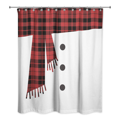 Rideau de douche simple écharpe et boutons bonhomme de neige