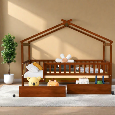 Lits simples en bois avec rangement spacieux et design fantaisiste