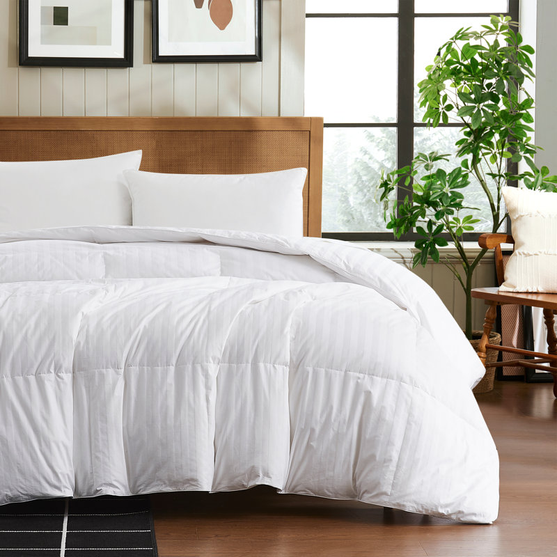 Queen White Cotton Reversible Down Comforter