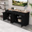 Buffet Farmhouse avec tablettes et tiroirs réglables, meuble télé pour téléviseur de 70 po-116954894