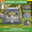 Tente de douche de camping portative double 7,6 x 4 x 7 pi, toilette de camp ou tente à langer pour la plage ou le récital avec installation facile, revêtement d'intimité argenté, poches et barre à serviettes, gris-134728628