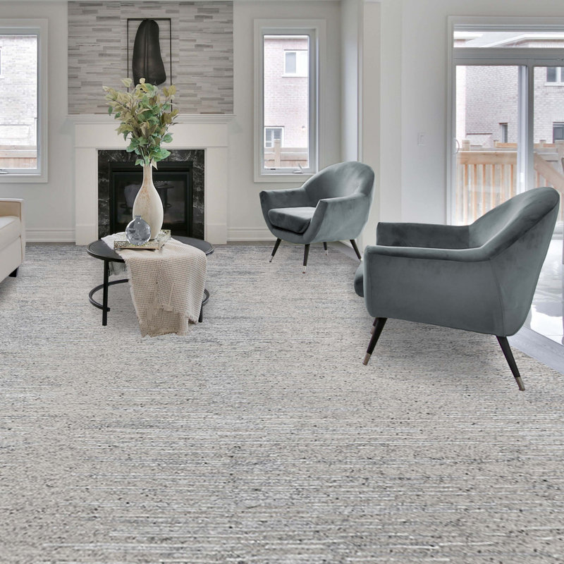 Wool Abstract Area Rug in Gray, Rectangle 10' x 14'