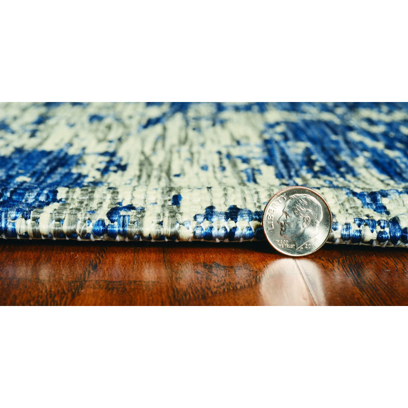 Tapis d'intérieur 8 pi x 11 po gris ou denim abstrait brossé UV, 5 po x 7 po