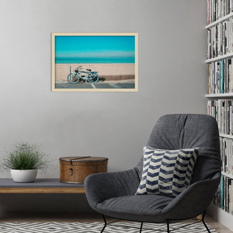 «Bike to the Beach» par Graffi * Tee, impression d'art mural en bois encadré, H 17 po x l 25 po