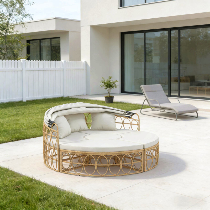 Conversation Set,Patio Furniture Set, Round Outdoor Daybed