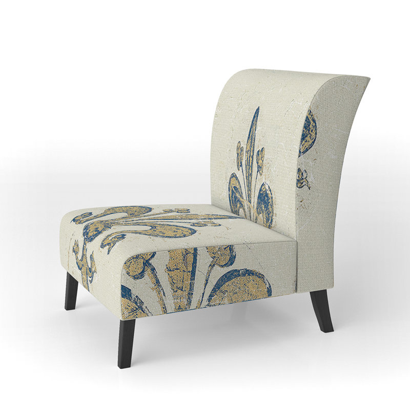 Fleur De Lis Gold Pattern - Glam Upholstered Slipper Chair