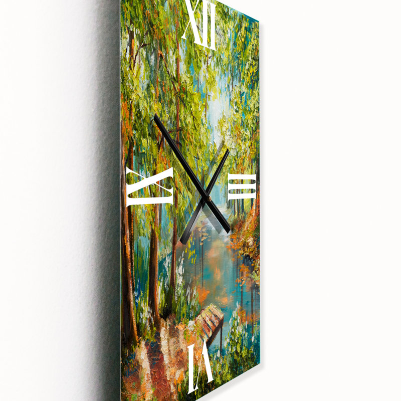 Forêt d'automne avec rivière méandreuse - horloge murale Lake House, Petit