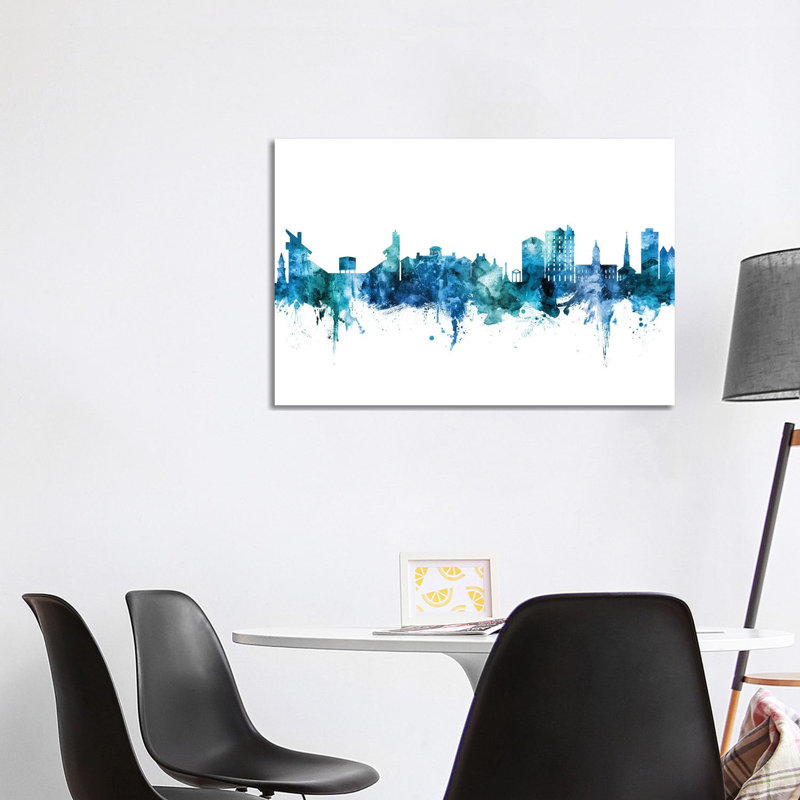 Athens Georgia Skyline Blue Teal by Michael Tompsett - 1 Piece Wrapped Canvas Wall Art, 101.6 cm H x 66.04 cm W x 1.91 cm D