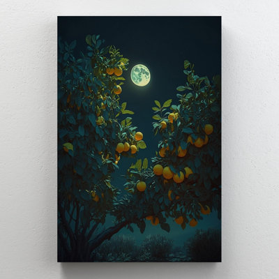 «Lemon Tree branches Under the Mooonlight», impression sur toile tendue