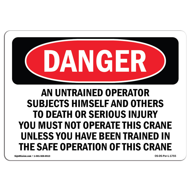 Danger Sign, 12" H x 18" W x 0.1" D