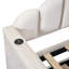 Lit de jour simple rembourré en velours beige avec couchette, ports de charge, tête de lit douce et confortable, conception à rayures verticales, espace de rangement dans le lit pour la maison d'amis