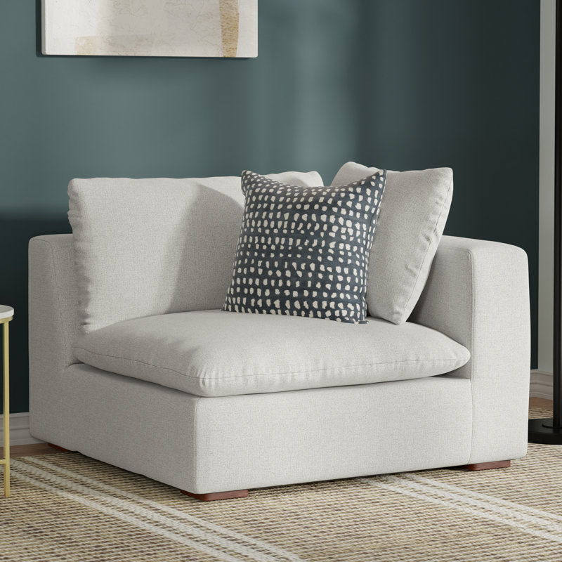 Jasmine Right-Arm Sofa Module in Light Gray Chenille Fabric