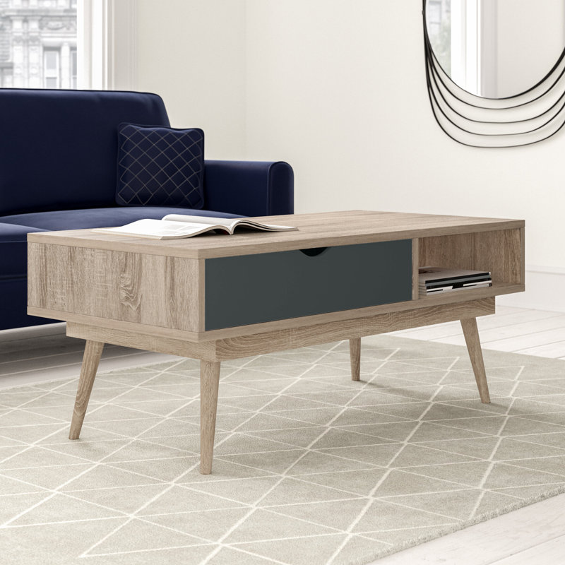 Caroline Four Leg Coffee Table with Storage, Grey