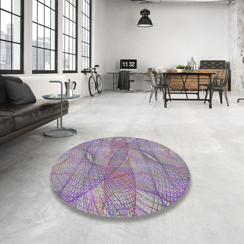 Tapis mauve / blanc Tern, Rond 7 pi