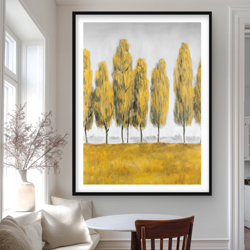 Abstraits arbres jaunes - reproduction encadrée moderne pour la décoration intérieure