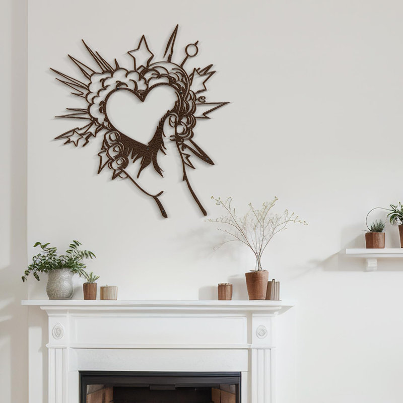 I Love You Heart Modern, H 30 po x l 27,52 po x P 0,05 po, Brun