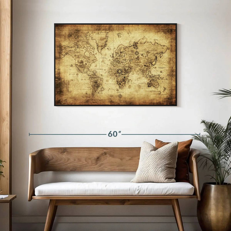 Carte du monde antique d'Aliaz, H 29 po x l 43 po
