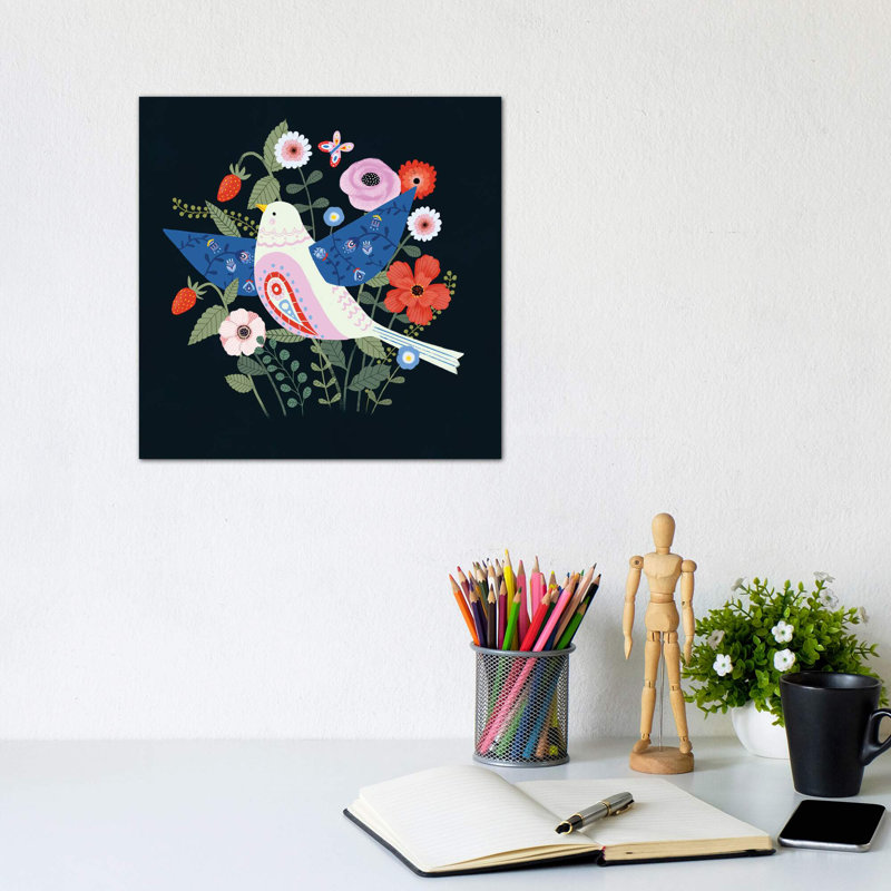 «Folk Garden II» par Victoria Borges - impression d'art graphique, H 12 po x l 12 po x P 1,5 po, Toile tendue, Pas de tapis
