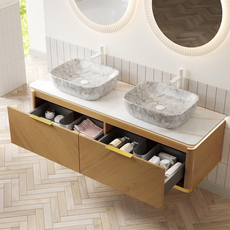 DIPA 60" Bathroom Vanity & Sinks, Oak, 60"