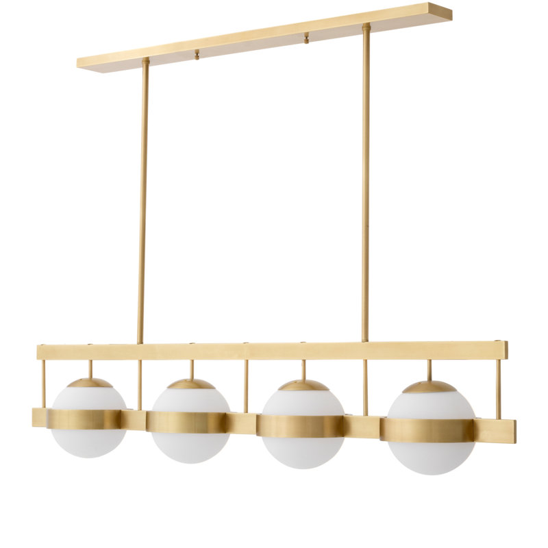 Biba Antique Brass Crystal 4-Light Dimmable Kitchen Island Chandelier