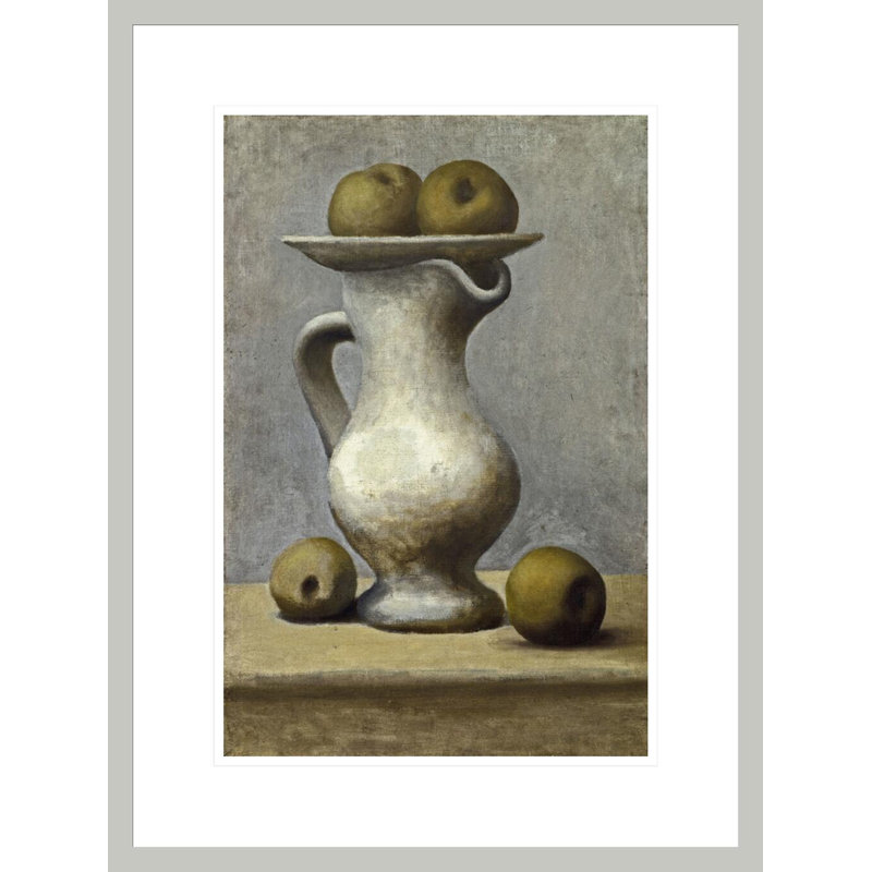 «Nature morte au pichet et aux pommes» par Pablo Picasso, impression giclée encadrée, 21.75" H x 16.33" W