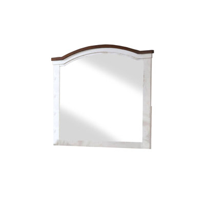41.4"W Transitional Mirror, Distressed White/Walnut