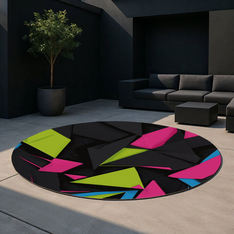 Lightwave Grid Indoor And Outdoor Area Rug, Round 5'