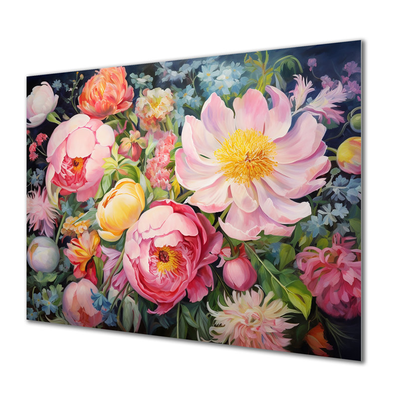 «Blossoming Spring Flowers - Wildflowers», art mural, Métal métal, H 16 po x l 32 po x P 1 po