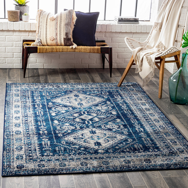 Tapis oriental Fitz, Navy, Rectangle 5 pi 3 po x 7 pi 3 po