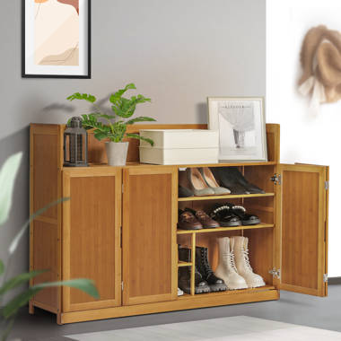  IOTXY Shoe Rack Organizer Cabinet - 5-Tier Bamboo Free Standing  Shoe Storage Shelf with Flip-up Doors, for Closet, Hallway, Bedroom,  Entryway, Green : Home & Kitchen