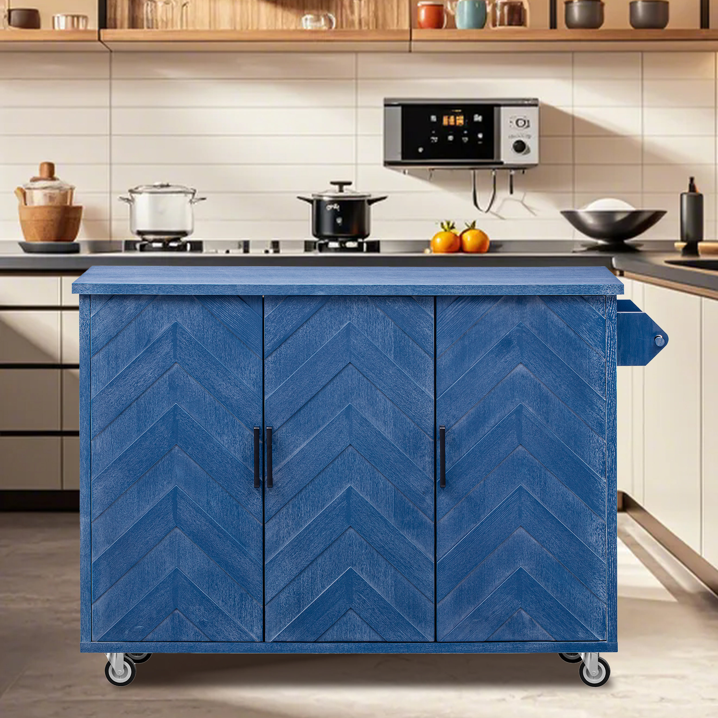 Latitude Run® Kitchen Island with Drop Leaf Rolling Kitchen Cart ...