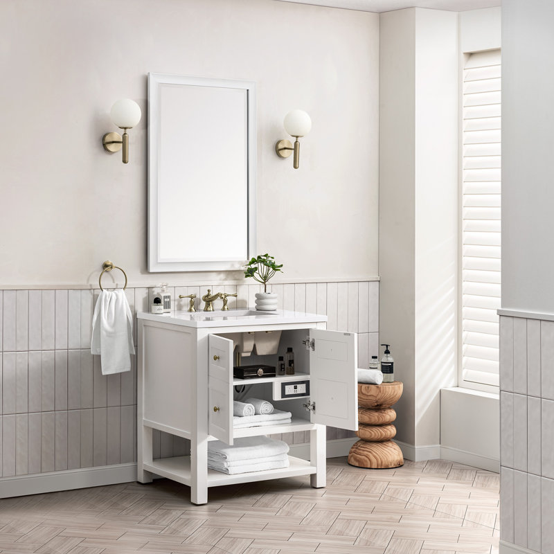 Breckenridge 30'' W Single Vanity, White Zeus, Bright White, 8" Widespread