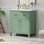 Meuble-lavabo 30 po avec lavabo en céramique, armoire de salle de bain simple verte avec 2 portes et une tablette, portes à fermeture douce-120329928