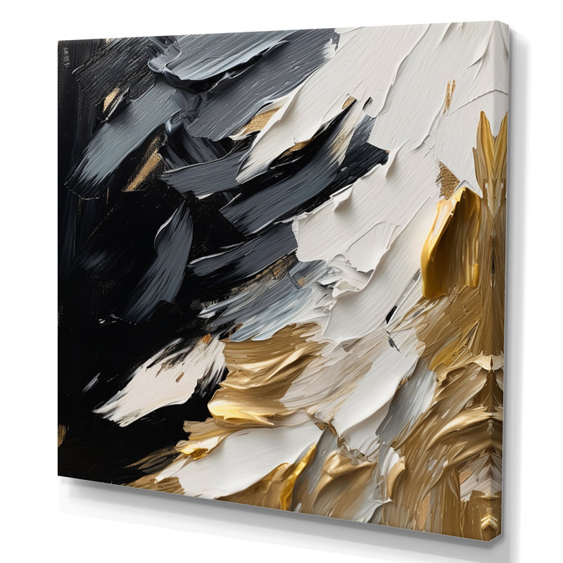 Golden Wave Reflections V - Art mural abstrait grand, H 24 po x l 24 po x P 1 po, Toile tendue