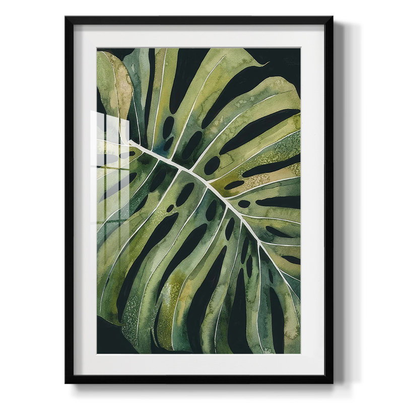 Nocturnal Monstera I - impression encadrée, H 28,5 po x l 20,5 po, Noir