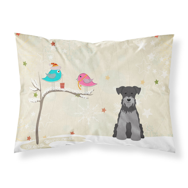  Taie d'oreiller cadeaux de Noël entre amis, Schnauzer miniature noir argenté