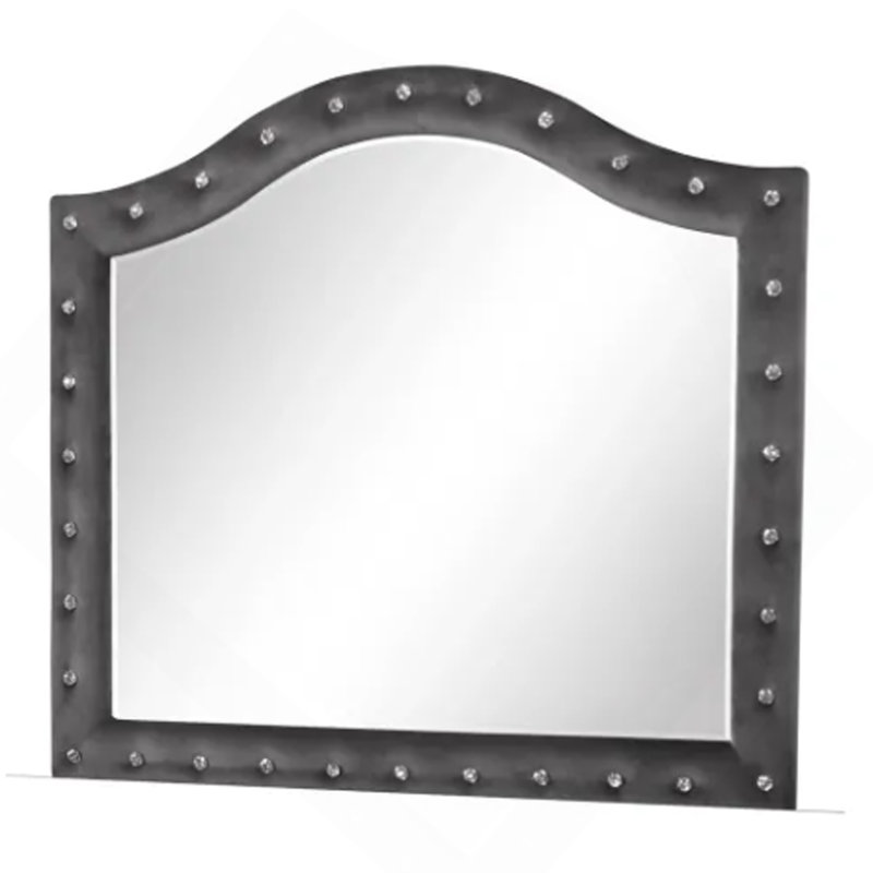 Miroir capitonné en cristal Sophia, Crème, crème