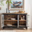 Buffet vintage en bois massif noir de grande capacité