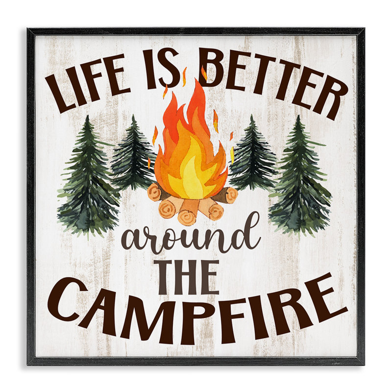 «Rustic Campfire», art de la giclée encadrée par Kim Allen, H 12 po x l 12 po, Giclée encadrée noir minuit