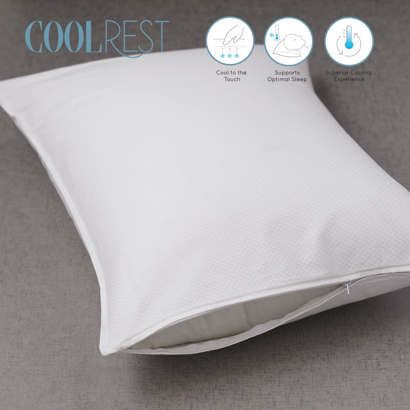 Cooling Cotton Pillow Protector with Zipper Closure - Standard Size