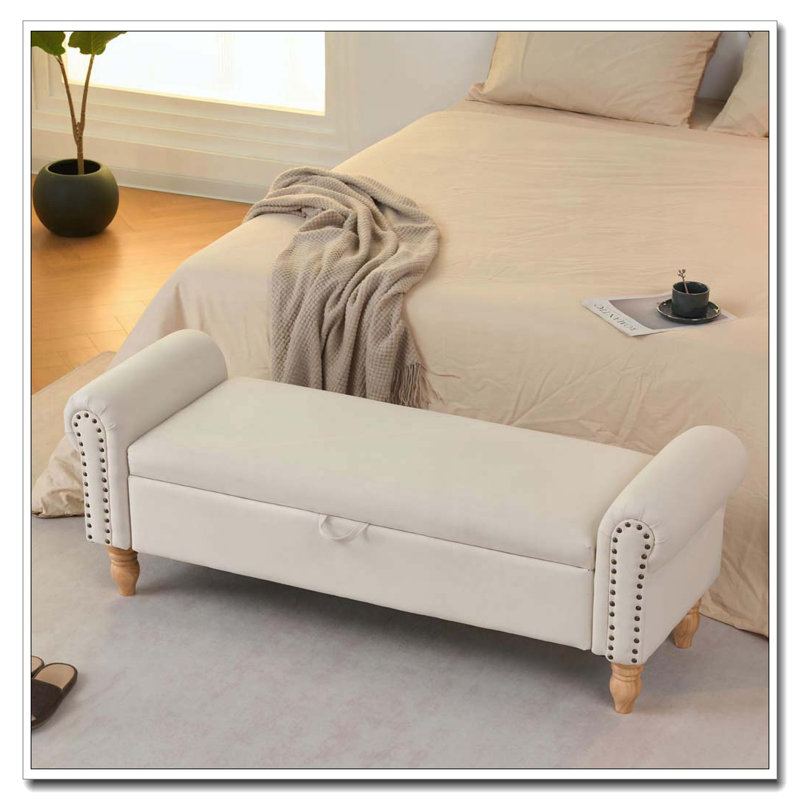 Banc de rangement avec repose-pieds, repose-pieds rembourré