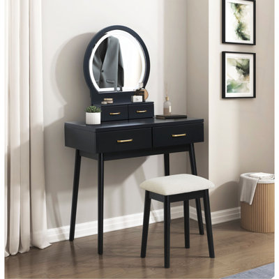 Magnifique commode avec miroir et tabouret avec tiroirs de rangement