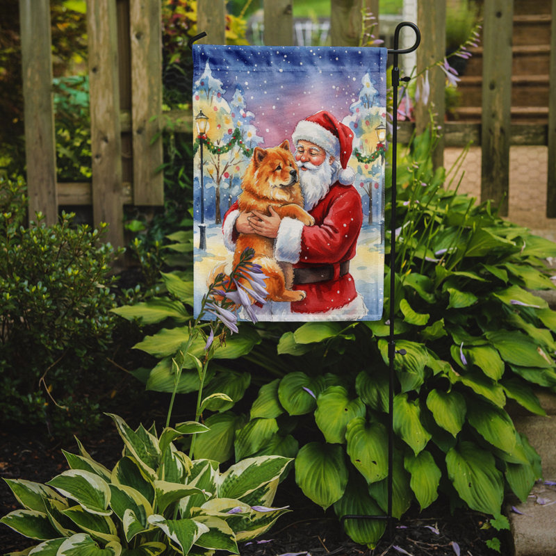Chow-chow avec drapeau du jardin du père Noël, Taille du jardin, Chow-chow
