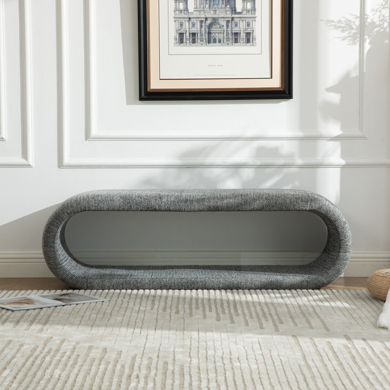 Banc rembourré avec structure en fer, Gris
