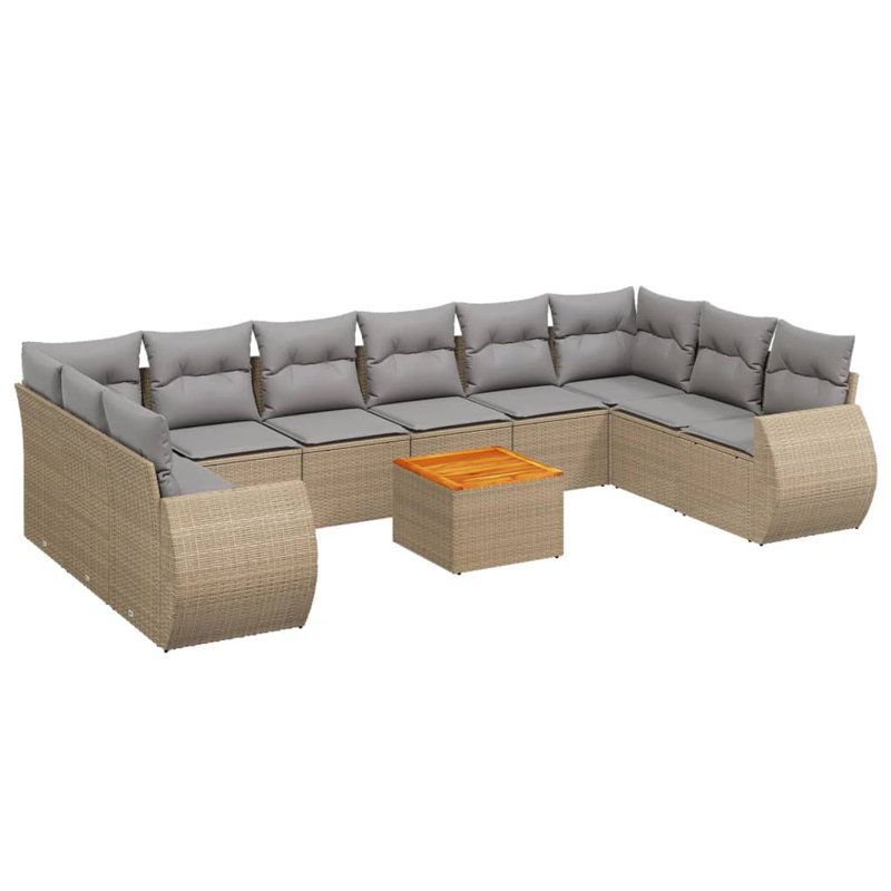  Ensemble de canapé de jardin beige et gris clair