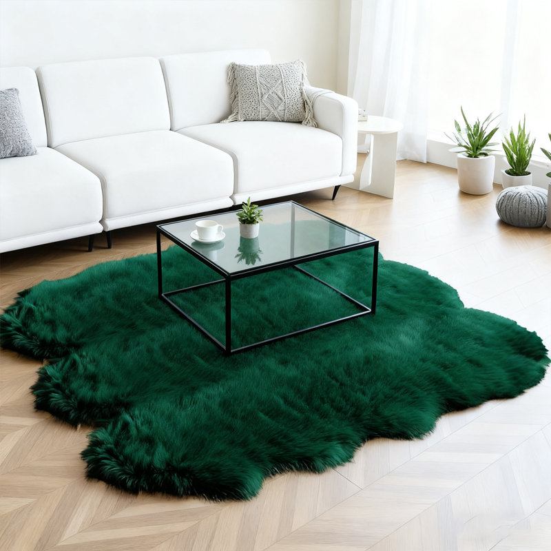 Tapis gris imitation peau de mouton Cozy, Nouveauté 6 pi x 6 pi