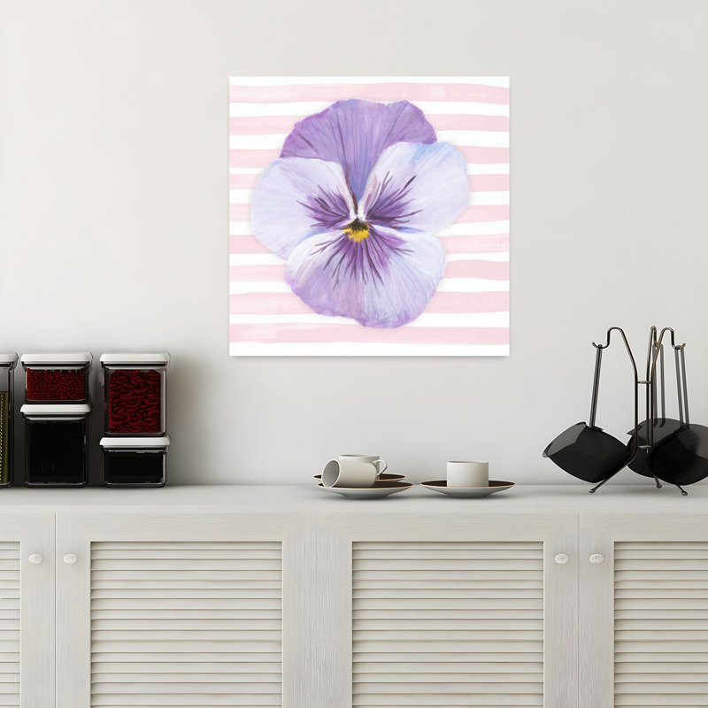 Pansy On Striped Canvas III by Hannah Dawson - Wrapped Canvas Print, 45.72 cm H x 45.72 cm W