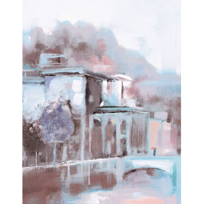 Moody Blue Canal City with Woman - Painting Print